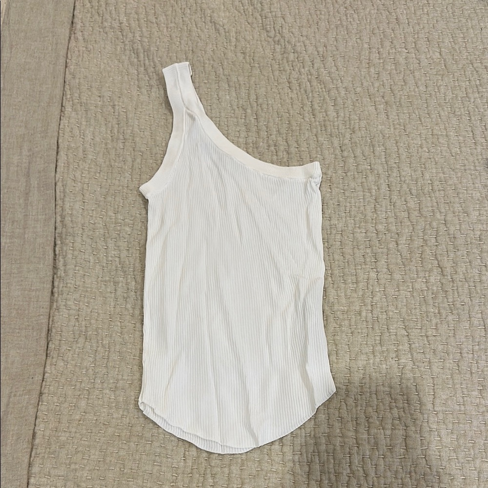 White Asymmetrical One-Shoulder Tank Top